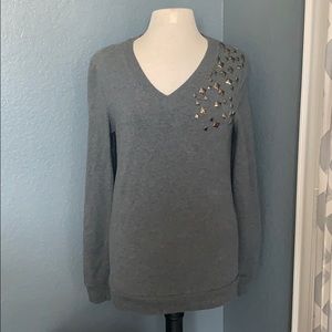 Embellished Vneck Sweatshirt